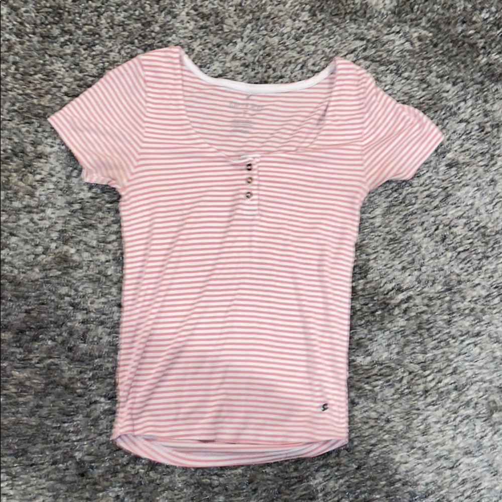 pink and white striped shirt